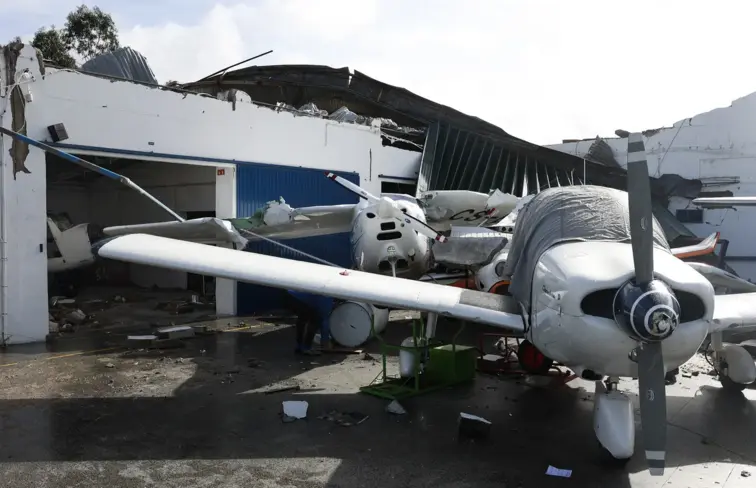 Estragos no aerodromo municipal de Coimbra